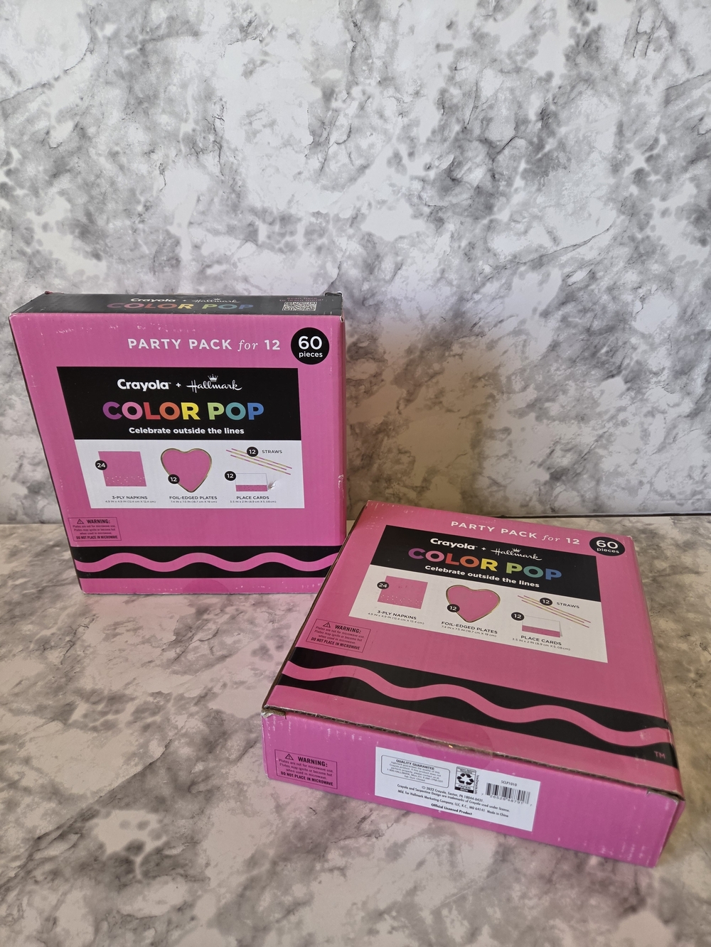Crayola & Hallmark Color Pop Hot Pink Party Pack For 12 - Plates, Napkins